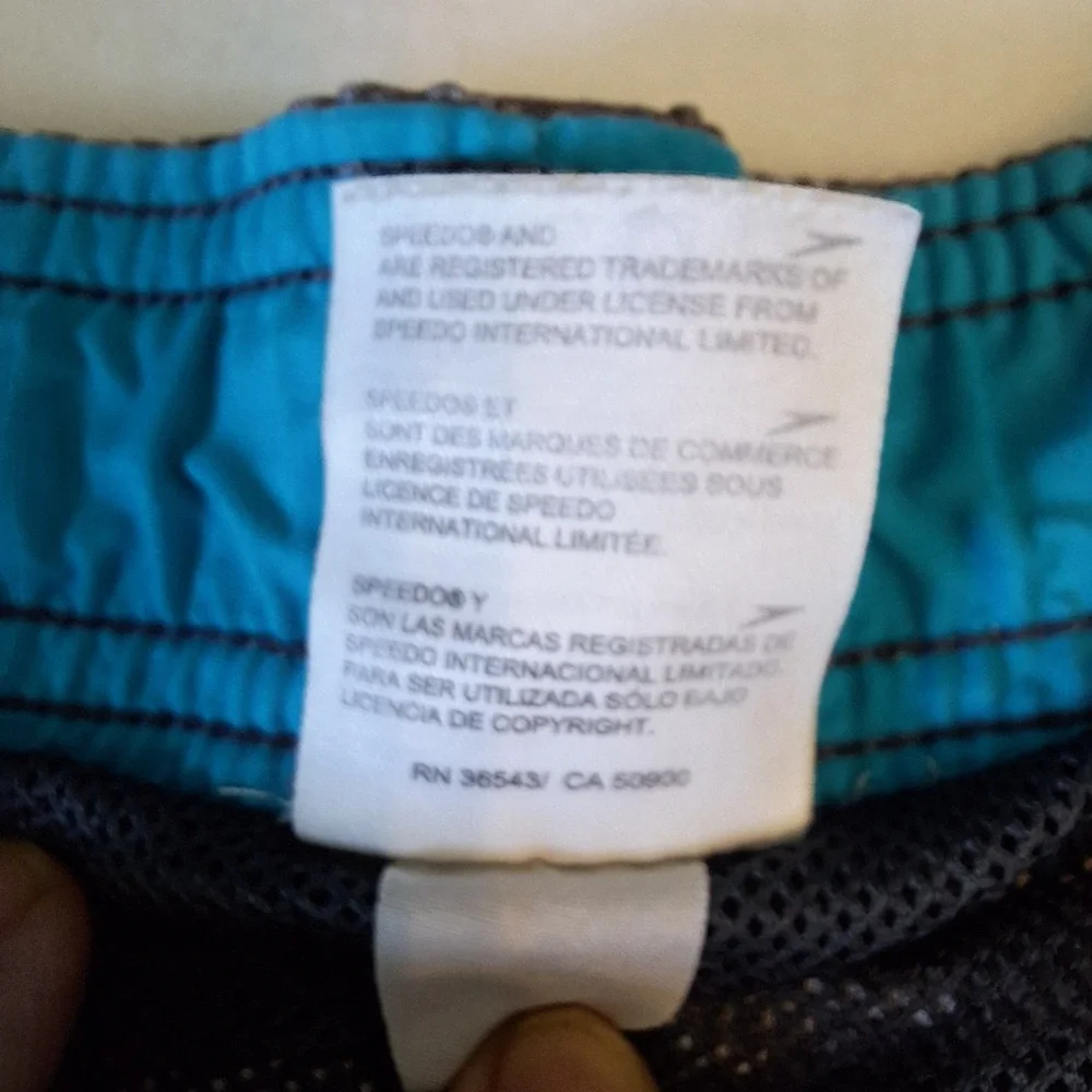 Speedo Swim Lined Mens XXL Gray Blue Board Shorts Pocket Drawstring